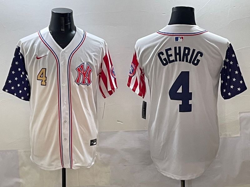 Men New York Yankees #4 Gehrig White a generation of national flags Jointly Name 2025 Nike MLB Jersey style 3->new york yankees->MLB Jersey